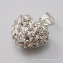 Colgante cristalino blanco al por mayor de la arcilla de la llegada los 15MM del corazón del regalo del Año Nuevo Shamballa al por mayor para la joyería de DIY